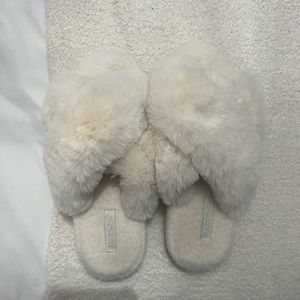 Brand new white furry fuzzy slippers